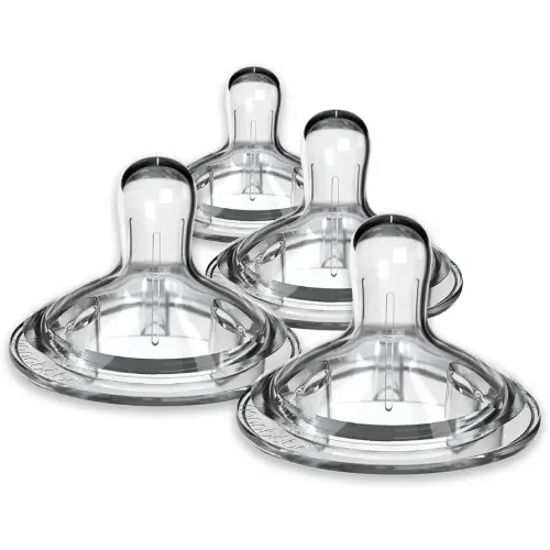 Nanobebe Nipples Baby Bottle Nipples, Silicone Nipple, Triple Vented, Ready to Use, 4 Pack, Fast Flow