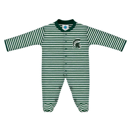 Michigan State Spartans Striped Footed Romper | College Baby