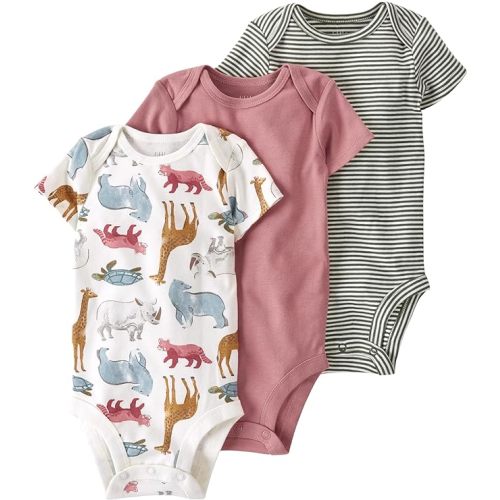 3 M - little planet by carter's Unisex 3-pack Short Sleeve Bodysuits Made With Organic Cotton