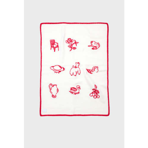 Bethel Baby Blanket - Cream/Rose Red