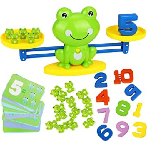Aitbay Cool Math Game, Valentines for Preschoolers Frog Balance Counting Toys for Boys & Girls Educational Number Toy Fun Children's Gift STEM Learning Age 3+ (63 PCS)