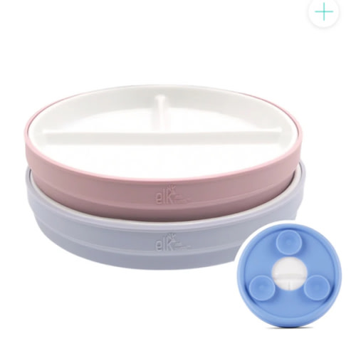 6.7"/16cm Porcelain White Divided Plates with Silicone Suction Sleeves