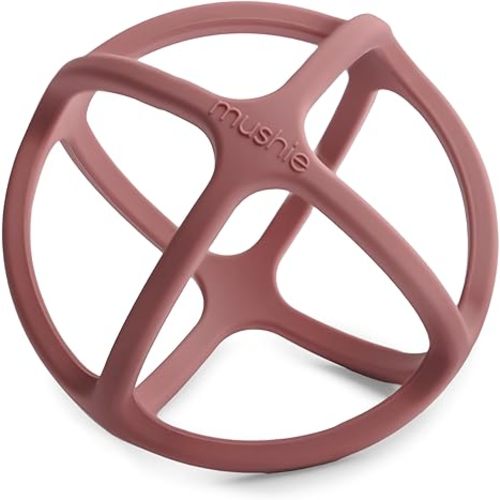 mushie Silicone Baby Teether Ball Toy (Woodchuck)