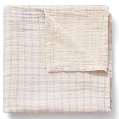 Gingham Sky swaddling diaper | Light blue