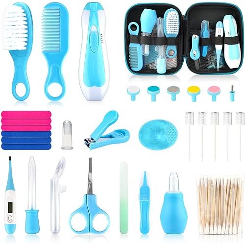 Baby Healthcare and Grooming Kit, Electric Safety Nail Trimmer Baby Nursery Set Newborn Nursery Health Care Set with Hair Brush Comb for Infant Toddlers Boys Girls Kids