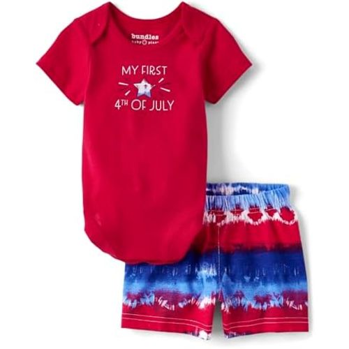 The Children's Place Unisex Baby And Newborn My First 4th of July 2 Piece Top and Short Set