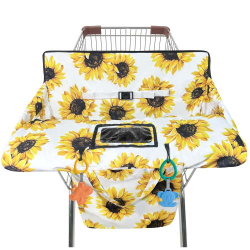 Shopping Cart Cover for Baby 2-in-6 High Chair Cover with Safety Harness Multifunctional Grey Pattern Cart Covers for Babies Soft Padded Grocery Cart Cover for Baby Boy Girl