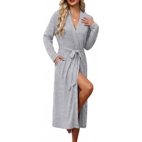 Ekouaer Robes for Women Lightweight Long Bathrobe Soft Knit Bath Robe S-2XL