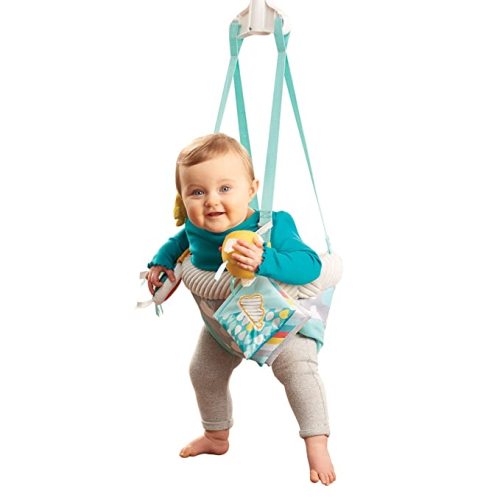 Evenflo Exersaucer Johnny Jumper Featuring Easy-to-Use Clamp Attachment for Quick and Tool-Free Set Up and Adjustable Straps to Customize the Height for Your Child, Sweet Skies