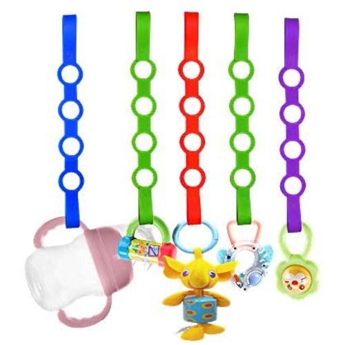 Baby Pacifier Clips,5 Pack Stretchable Silicone Toy Safety Straps,Baby Toddler Bottles Harness Straps for Strollers, Shopping Trolley,Cars,Hanging Baskets,Cribs,Bags