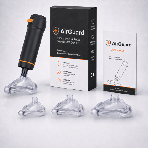The AirGuard Emergency Airway Clearance Device - Easy to Use, Anti-Choking Suction Device for Kids, Adults and Elderly. Choking Rescue Device & Part of Your home Choking Emergency Kit