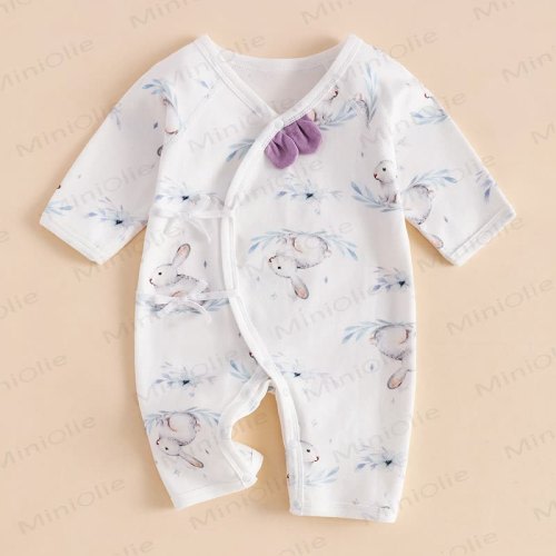 Baby Rabbit Print Newborn Pajamas Romper