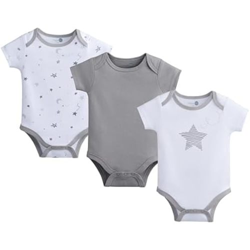 American Baby Company Unisex 3-Pack 100% Cotton Short Sleeve Bodysuit