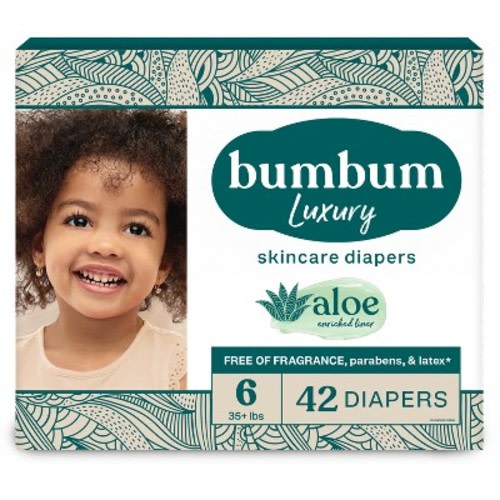 bumbum Luxury Skincare Disposable Diapers - Size 6 - 42ct: 35+ Lbs, Polypropylene and Spandex