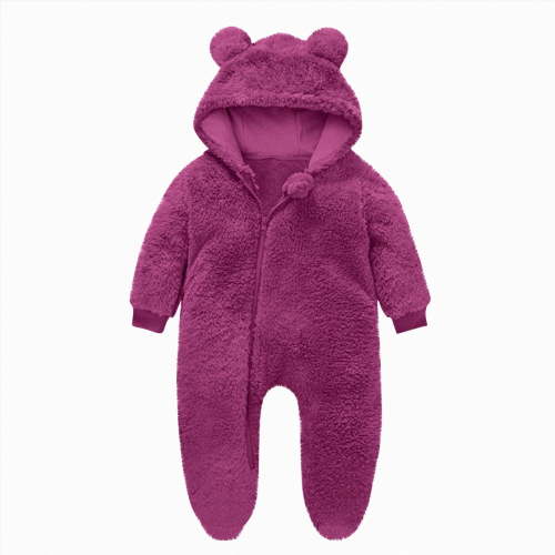 3-6 Months Newborn One-Piece Jumpsuit Newborn Infant Baby Boys Girls Snowsuit Winter Coat Warm Fleece Hooded Footed Romper Jumpsuit Outfits Hot Pink Infant Gift