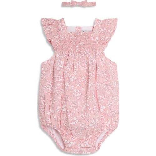 Floral Smocked Bodysuit & Headband Set, 0-3M