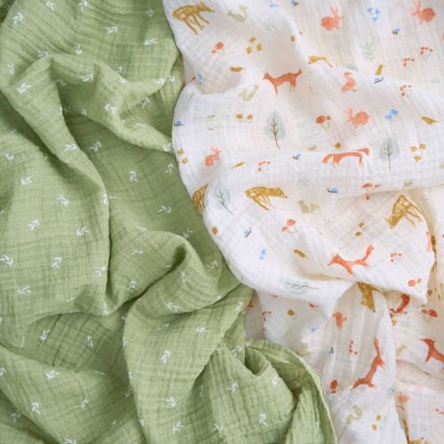 aden + anais essentials 2pk Cotton Muslin Swaddle Blankets - Sage Woodland