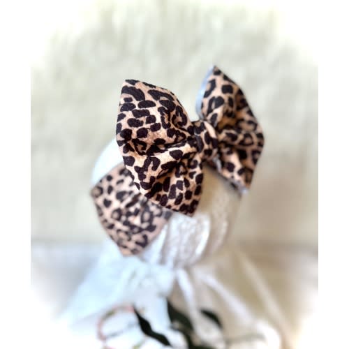 Leopard Print Hair Bow, Cheeta Print Hair Bow, Stretch Headwrap Bow, Animal Print Bow, Pinwheel Bow Headwrap, Bow for Baby or Toddler, Gift