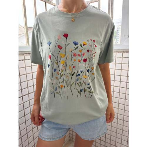 Vintage Pressed Flowers Nursing T-Shirt