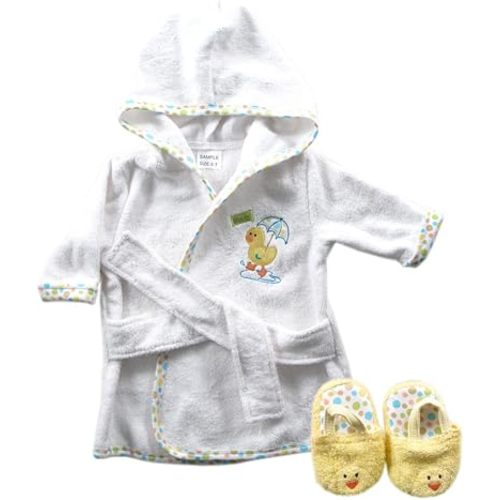 Luvable Friends Unisex Baby Cotton Terry Bathrobe, Yellow, One Size