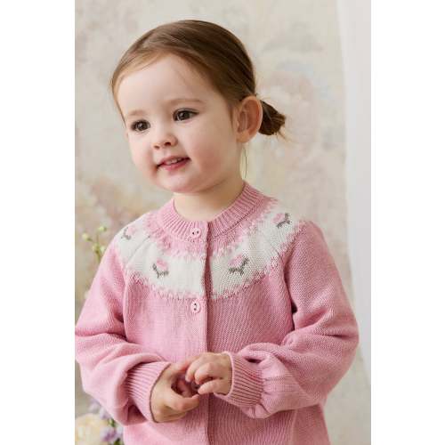 Annette Cardigan - Annette Jacquard - Pink Flutter Marle