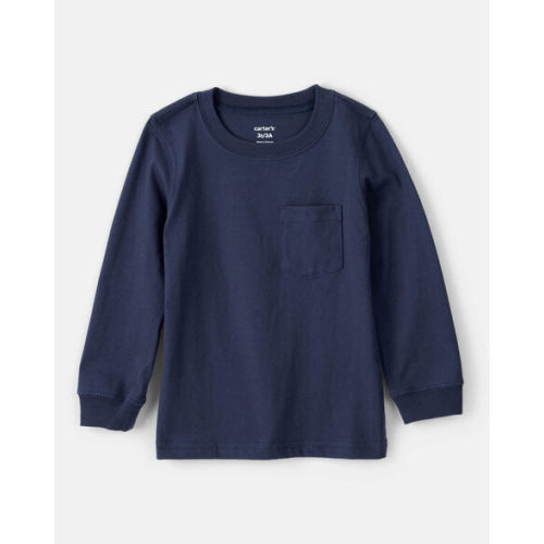 Toddler Boy Long-Sleeve Pocket Tee - Navy - 3T