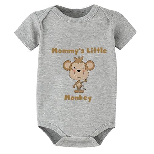 WOOYONGING Mommy's Little Monkey Going Home Hospital Outfit for Baby Short Sleeve Baby Girl Romper White Baby Onsies0-3 Month