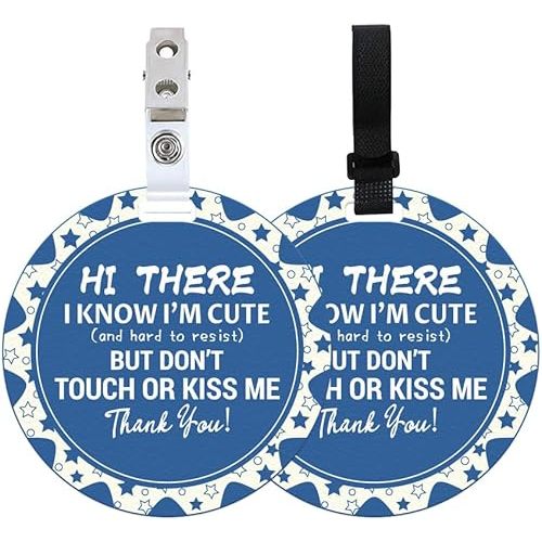 2 Pack Blue Star Do Not Touch Signs Durable Stop No Touching Car Seat Sign Stroller Tag with Hanging Strap and Clip Durable Car Safety Signs Tags for Car Accessories 5 Inches