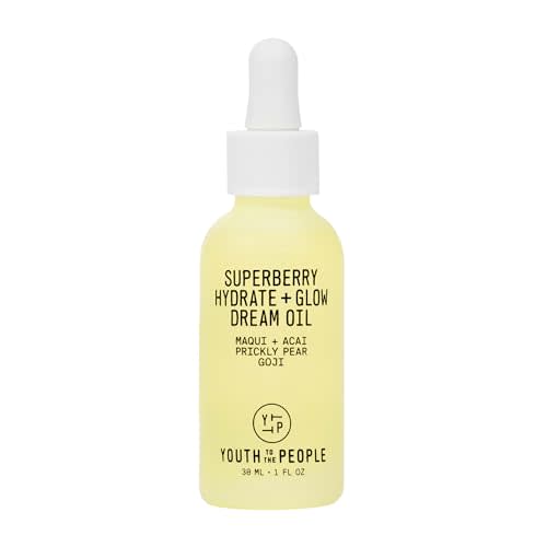 Youth To The People Superberry Hydrate + Glow Dream Face Oil - Revives Dull + Dry Skin, Boosts Radiance, Hydrating, Ultra-Lightweight Formula, Vitamin C, Squalane, Omega Oils, Vegan - 1 fl oz