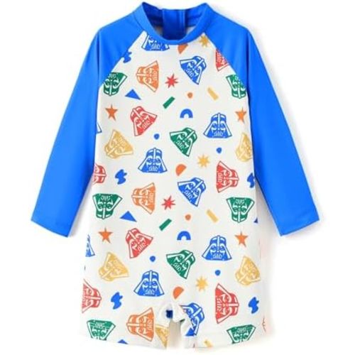 Disney Stitch Cars Spiderman Mickey Mouse Baby Boys Swimsuit Infant Toddler Boy Bathing Suit UPF 50+ Zipper Long Sleeves