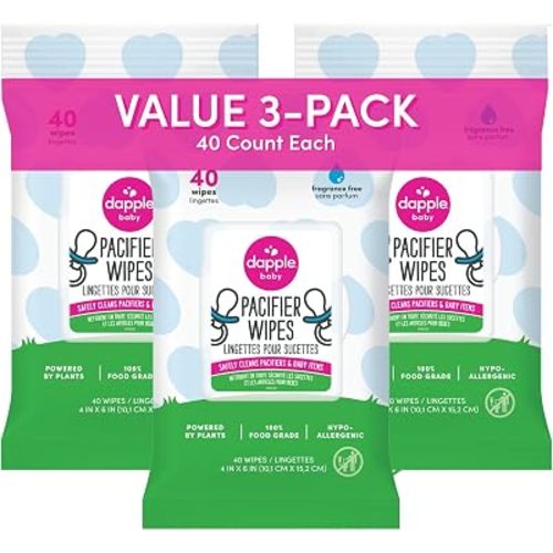 Dapple Baby - Pacifier Wipes for Infants and Toddlers - 40 Count (3 Pack)