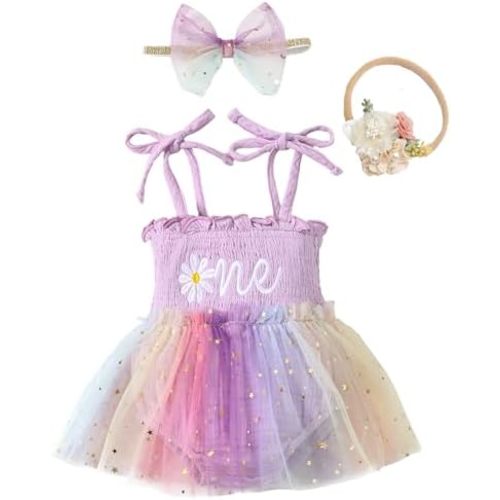 Renotemy Newborn Baby Girl Lace Romper Infant Summer Boho Flower Tulle Dress Party Gifts Newborn Photography Outfits