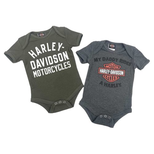 Harley-Davidson Baby Boys' Bar & Shield My Daddy Rides a Harley Creeper Set