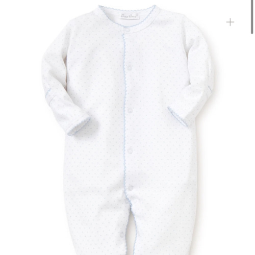 White/Blue New Kissy Dots Print Footie