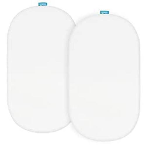 Bassinet Sheets Fit for Halo Bassinest Swivel, Flex, Luxe Sleeper, 2 Pack, Unisex Bassinet Fitted Sheet for Baby, White