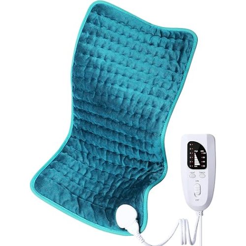 Electric Heating pad for Back/Shoulder/Neck/Knee/Leg Pain Relief, 6 Fast Heating Settings, Auto-Off, Machine Washable, Moist Dry Heat Options, Extra Large 12"x24"