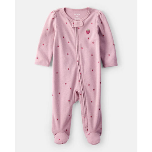 Baby Girl Strawberry Print 100% Cotton Sleep & Play Pajamas - Pink - Carter's | Carter's