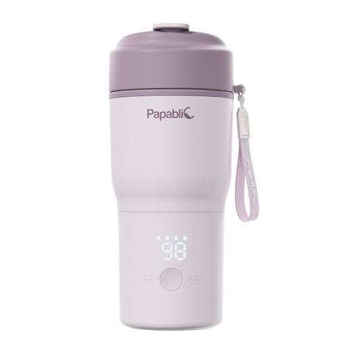 Papablic Portable Bottle Warmer – Fast Heating Baby Bottle Warmer on The Go with Sterilization, Wide Mouth & Smart Temperature Control, Car & Outdoor Feeding, Spodumene Purple