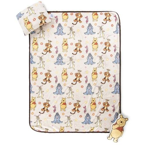 Jay Franco Kids 3 Piece Gift Set – 12" Shaped Character Pillow, 12" Decorative Pillow & 40" x 50" Throw Blanket, Ultra-Soft Plush Bedding, Couch Décor & Holiday Travel Set, Blue - Winnie The Pooh