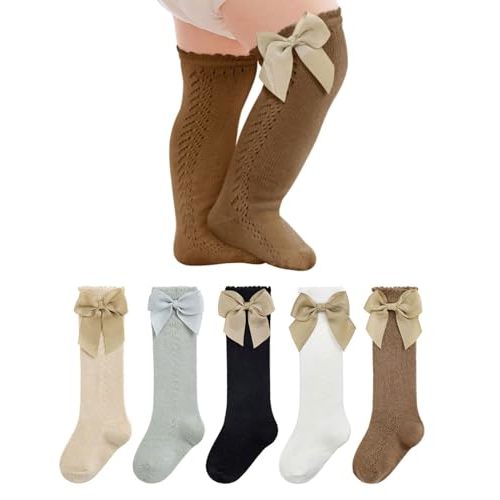 Century Star Toddler Knee High Socks Baby Girl Long Tube Socks Infant Ruffle Bow Sock Mesh Stockings