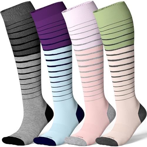 LEVSOX Viscose Made from Bamboo Compression Socks for Pregnant Women 20-30 mmHg Knee High Cute Mens Supports Socks for Travel