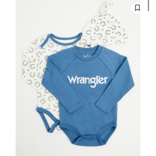 Wrangler Infant Boys' Horseshoe Onesie Set - 3 Piece
