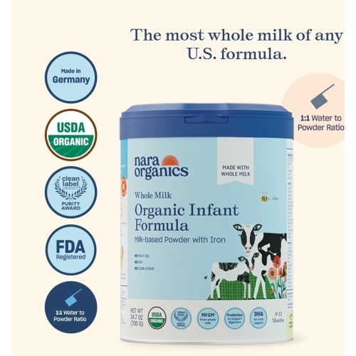 Organic Whole Milk Infant Formula – Full size cans – Nara Organics