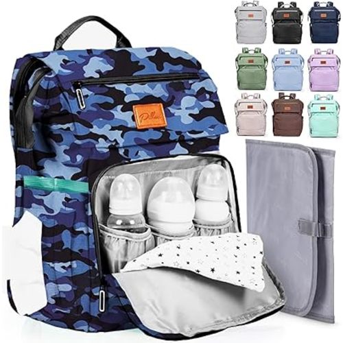 PILLANI Baby Diaper Bag Backpack - Large Bag for Boys & Girls, Waterproof Diaper Backpack - Travel Diaper Bags w/Changing Pad, Baby Registry Search & Shower Gifts - Essentials Must Haves Newborn Stuff