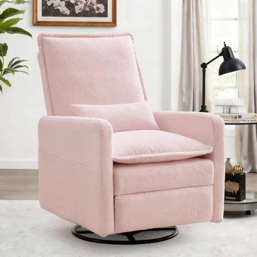 Ebern Designs Recliner Chair, Swivel Recliners With Pillows, Small Rocker Recliner For Small Space, Manual Recliner With Side Pockets | Wayfair