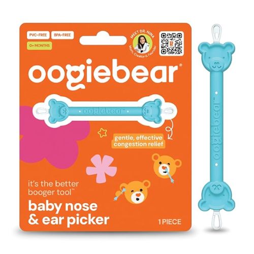 oogiebear Baby Nose Cleaner & Ear Wax Removal Tool - Safe Booger & Earwax Removal for Newborns, Infants, Toddlers - Dual-Ended - Essential Baby Stuff