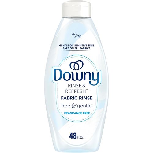 Downy Rinse & Refresh Free & Gentle Laundry Odor Remover and Fabric Softener, Fragrance Free, 48 fl oz, No Dyes or Heavy Perfumes