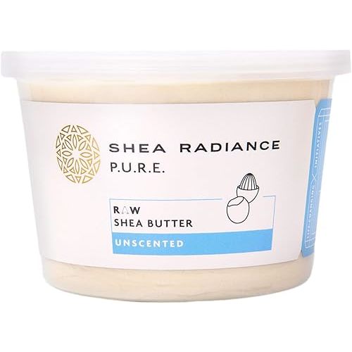 Shea Radiance P.U.R.E Raw Shea Butter | 100% Natural & Unrefined Body Butter | Soothes, Softens, & Increases Collagen | Long Lasting Moisture | Moisturizer for Sensitive Skin | Unscented (14 oz)