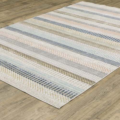 Ivory Navy Gold Brown Orange Gray Green Blue Cottage Transitional Area - Woodwaves