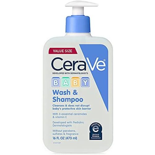 CeraVe Baby 2-in-1 Wash & Shampoo with Vitamin E for Hair & Skin, 16oz